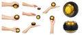 Gyro ball for wrist training, set and collection Royalty Free Stock Photo