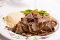 Gyro Doner Garnished with Rice Pilaf and Vegetables served on th Royalty Free Stock Photo