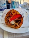 Gyro with greek salad and tzatziki sauce