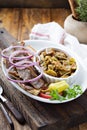 Gyro plate with meat on a pita Royalty Free Stock Photo