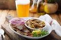 Gyro plate with meat on a pita Royalty Free Stock Photo