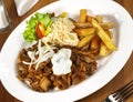 Gyros with Coleslaw and French Fries and Onions Royalty Free Stock Photo