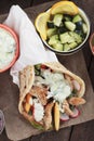 Gyros, greek pita bread wrapped sandwich