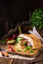 Gyros pita with wild garlic Royalty Free Stock Photo