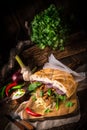 Gyros pita with wild garlic Royalty Free Stock Photo