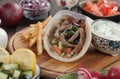 Gyros pita wrapped sandwich Royalty Free Stock Photo