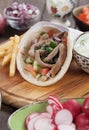 Gyros pita wrapped sandwich