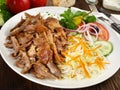 Gyros Plate with Coleslaw and Onions Royalty Free Stock Photo