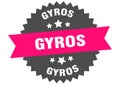 gyros. gyros round pink label isolated on transparent background Royalty Free Stock Photo
