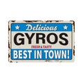 Gyros vintage rusty metal sign on a white background, vector illustration