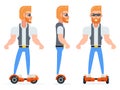 Gyroscooter Geek Hipster Casual Character Icons Set Cartoon Isolated Vector illustration