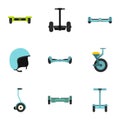 Gyroscooter icon set, flat style