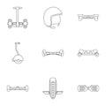 Gyroscooter icon set, outline style