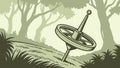 Gyroscope in Forest Clearing, Mysterious Object, vector design Generative AI Royalty Free Stock Photo