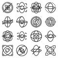 Gyroscope icons set, outline style