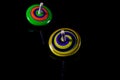 Gyroscopes toy on black background Royalty Free Stock Photo