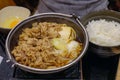 Gyudon bowl of rice topped with sliced beef Royalty Free Stock Photo