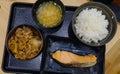 Gyudon bowl of rice topped with sliced beef Royalty Free Stock Photo