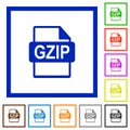 GZIP file format flat framed icons