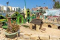 Colorful funky cabins in quirky Duck Village in Gzira