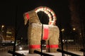 GÃÂ¤vle goat  is a big Christmas goat of straw Royalty Free Stock Photo