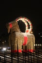 GÃÂ¤vle goat is a big Christmas goat of straw Royalty Free Stock Photo