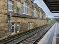 The old architectural building in the train station in the city. Royalty Free Stock Photo