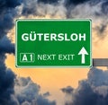 GÃÅTERSLOH road sign against clear blue sky Royalty Free Stock Photo