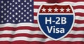 H2b Visa highway sign on US flag Royalty Free Stock Photo