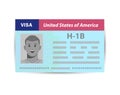 H1b Visa USA to temporarily employ foreign workers in specialty occupations. Immigration document. Vector template