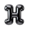H black metallic alphabet balloon Realistic 3D on white background