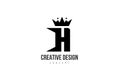 H black and white alphabet letter logo icon design with king crown and spikes. Template for company and business