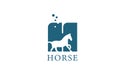 H blue white horse alphabet letter logo icon with stallion shape inside. Creative design for company and business Royalty Free Stock Photo