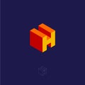H box letter. 3D H monogram. Abstract volume logo. Building Logo.