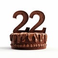 Chocolate Cake With Numerals Twenty-three On White Background