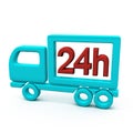 24h delivery truck symbol, 3d