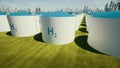 H2 Ecological future Eco business hydrogen filling station big tanks 3d