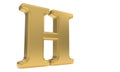 H gold romantic alphabet, 3d rendering