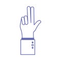 H hand sign language line and fill style icon vector design