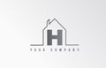 H home alphabet icon logo letter design. House for a real estate company. Business identity with thin line contour
