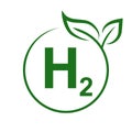 H2 icon is clean hydrogen energy for sustainable environment and reducing greenhouse gas emissions, eco friendly industry, concept