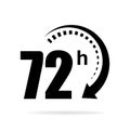 72h icon. Flat vector illustration in black on white background. Vector illustration Royalty Free Stock Photo