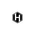 H Initial Letters Hexagon Shape Mogogram Logo Design