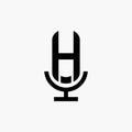 Initial podcast logo monogram with microphone shape