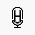 H initial podcast logo monogram with microphone shape