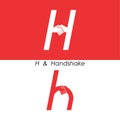 H - Letter abstract icon & hands logo design vector template.Teamwork and Partnership concept.Business offer and Deal symbol.