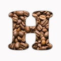 H, letter of the alphabet - coffee beans background
