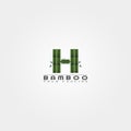 H letter, Bamboo logo template, creative vector design for business corporate,nature, elements, illustration