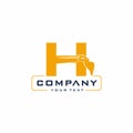 H Letter Excavator Logo Design Vector Royalty Free Stock Photo