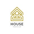 H letter house monoline home architecture logo vector icon template